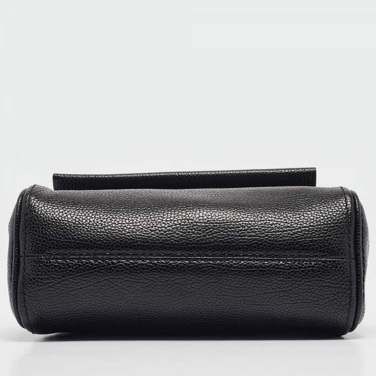 Pre Owned Carolina Herrera Black Leather Small Minuetto Top Handle Bag