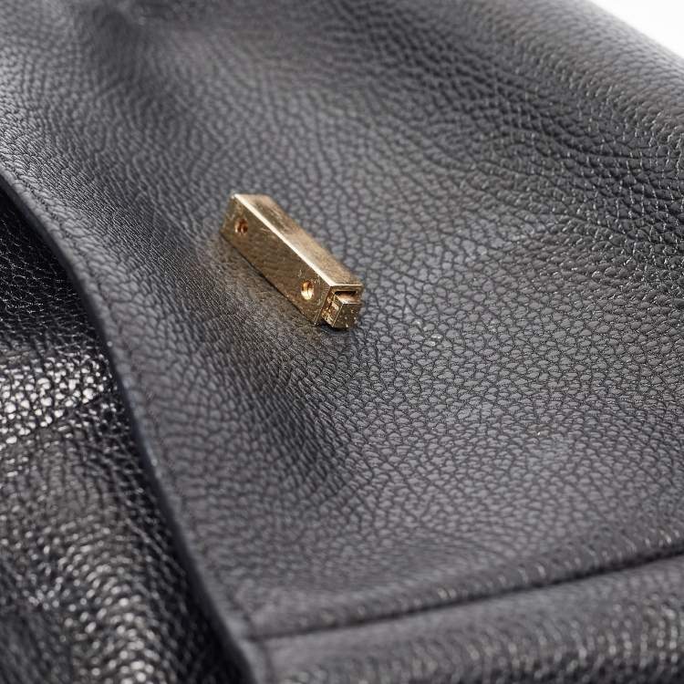 Pre Owned Carolina Herrera Black Leather Small Minuetto Top Handle Bag