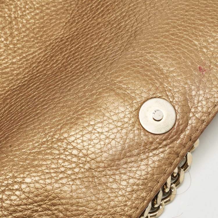 Pre Owned Carolina Herrera Gold Monogram Leather Audrey Shoulder Bag
