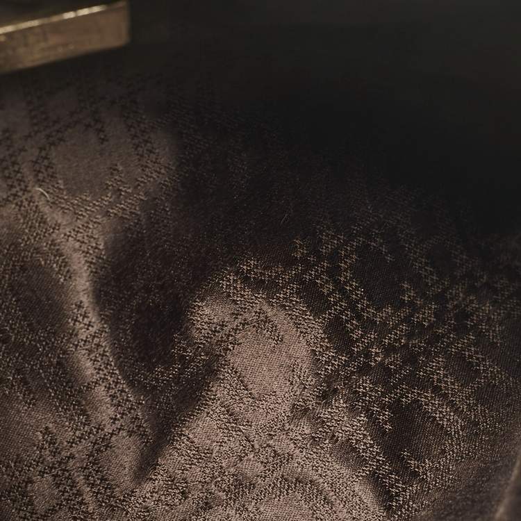 Pre Owned Carolina Herrera Gold Leather Logo Chain Shoulder Bag