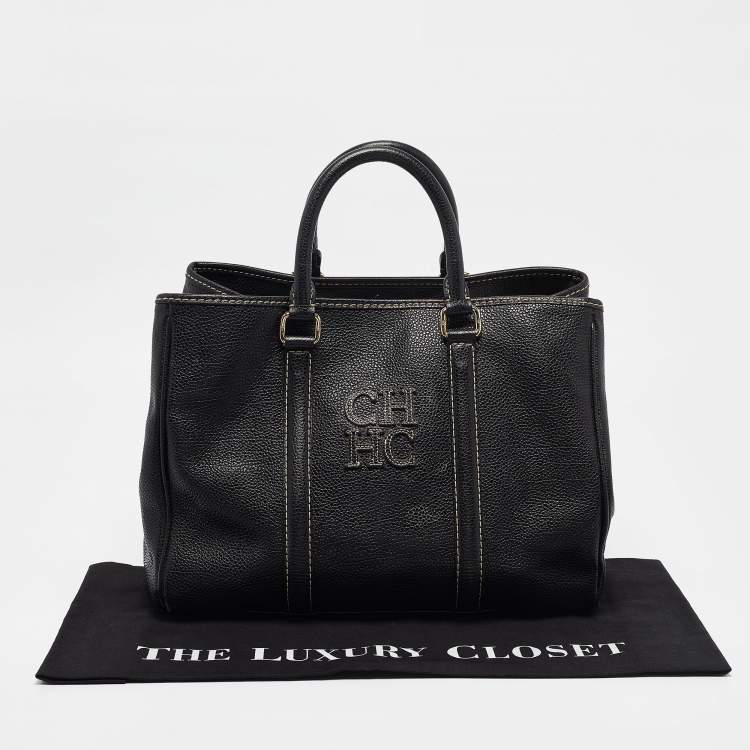 Pre Owned Carolina Herrera Black Leather Matteo Tote