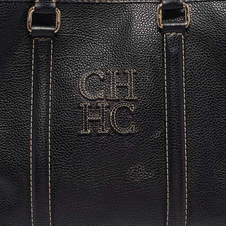 Pre Owned Carolina Herrera Black Leather Matteo Tote