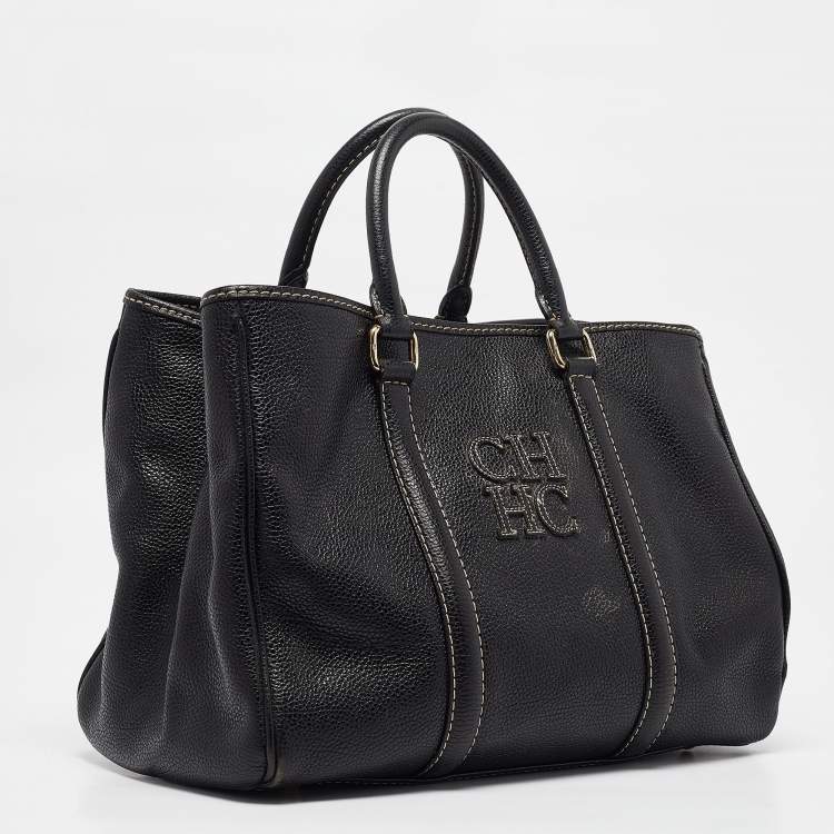 Pre Owned Carolina Herrera Black Leather Matteo Tote