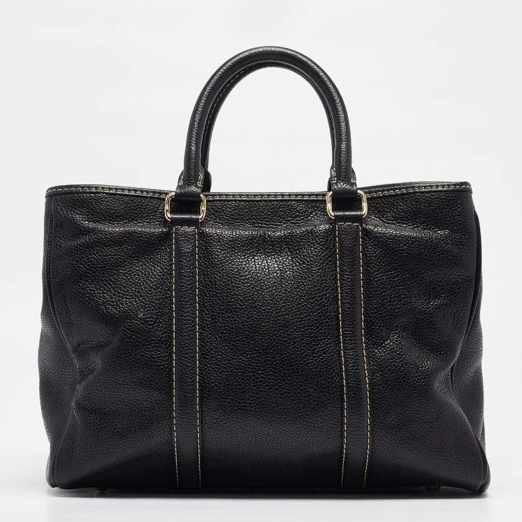 Pre Owned Carolina Herrera Black Leather Matteo Tote