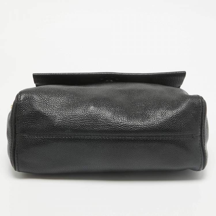Pre Owned Carolina Herrera Black Leather Minuetto Flap Top Handle Bag