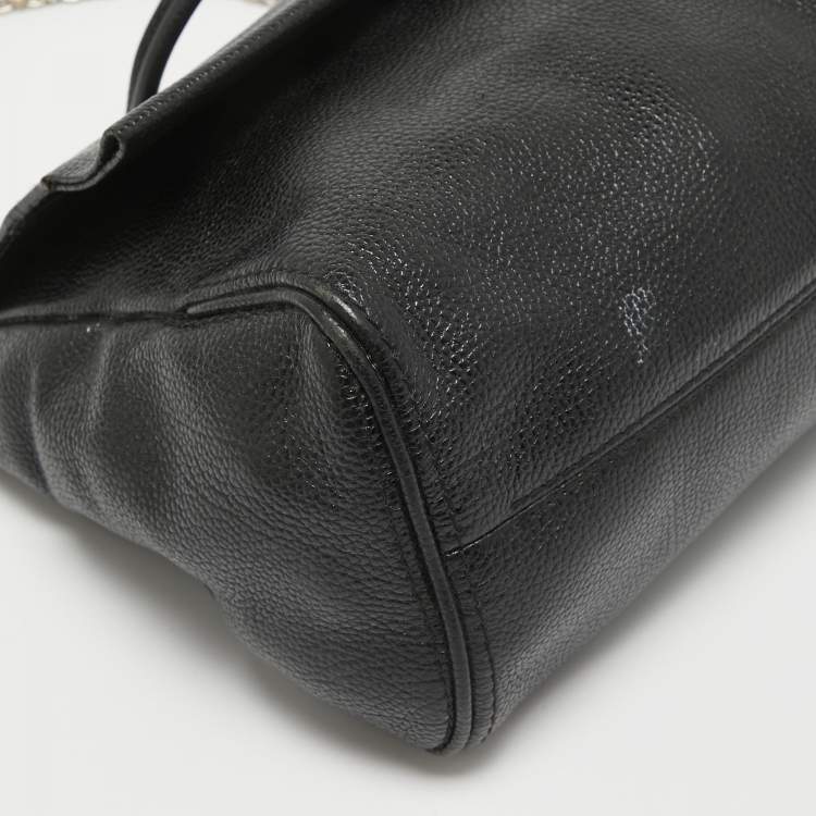 Pre Owned Carolina Herrera Black Leather Minuetto Flap Top Handle Bag