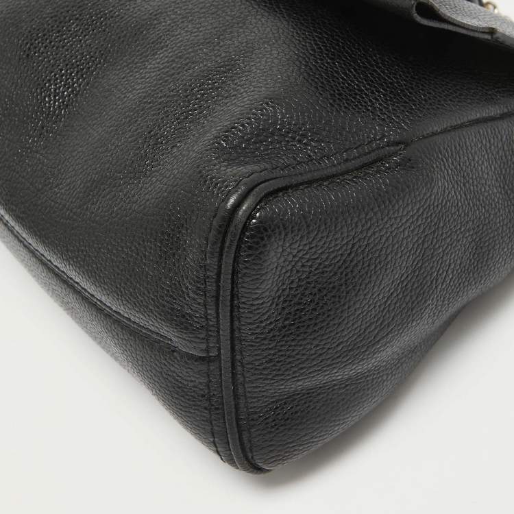 Pre Owned Carolina Herrera Black Leather Minuetto Flap Top Handle Bag