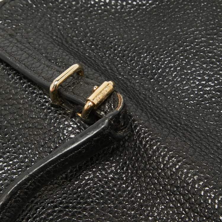 Pre Owned Carolina Herrera Black Leather Minuetto Flap Top Handle Bag