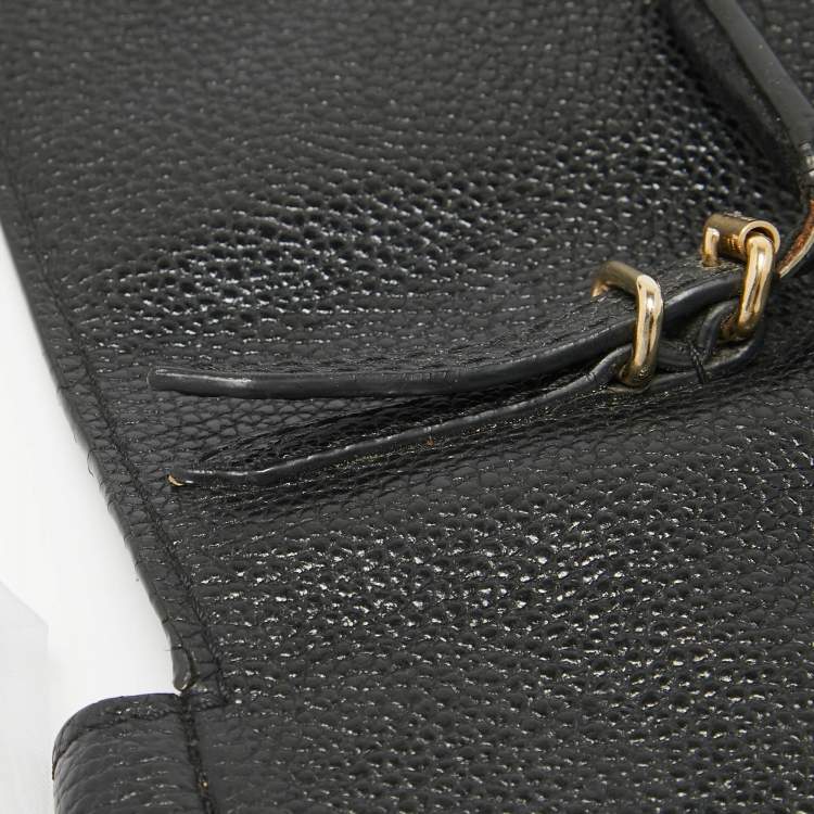 Pre Owned Carolina Herrera Black Leather Minuetto Flap Top Handle Bag