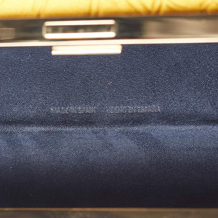 Pre Owned Carolina Herrera Mustard Satin Insignia Metropolitan Clutch