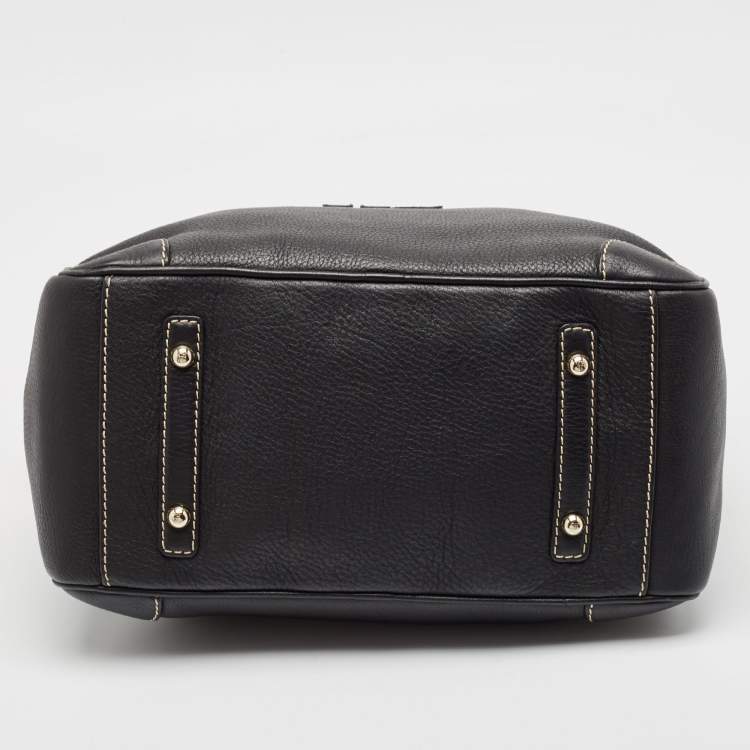 Pre Owned Carolina Herrera Black Leather Middle Zip Satchel