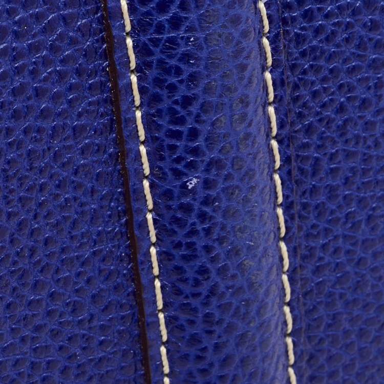 Pre Owned Carolina Herrera Blue Leather Matteo Tote