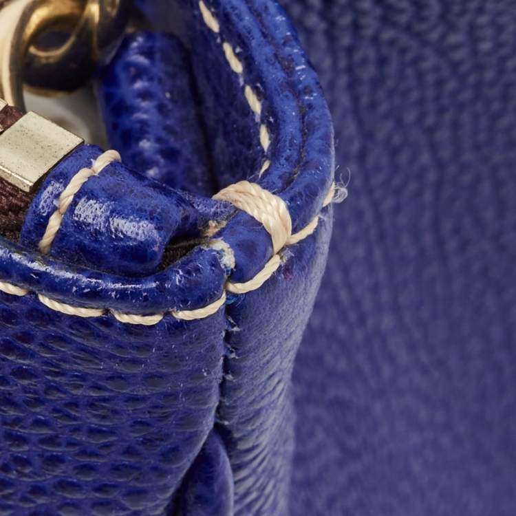 Pre Owned Carolina Herrera Blue Leather Matteo Tote