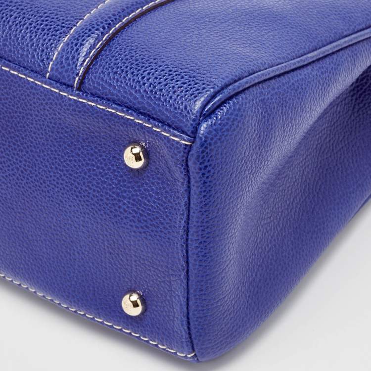 Pre Owned Carolina Herrera Blue Leather Matteo Tote