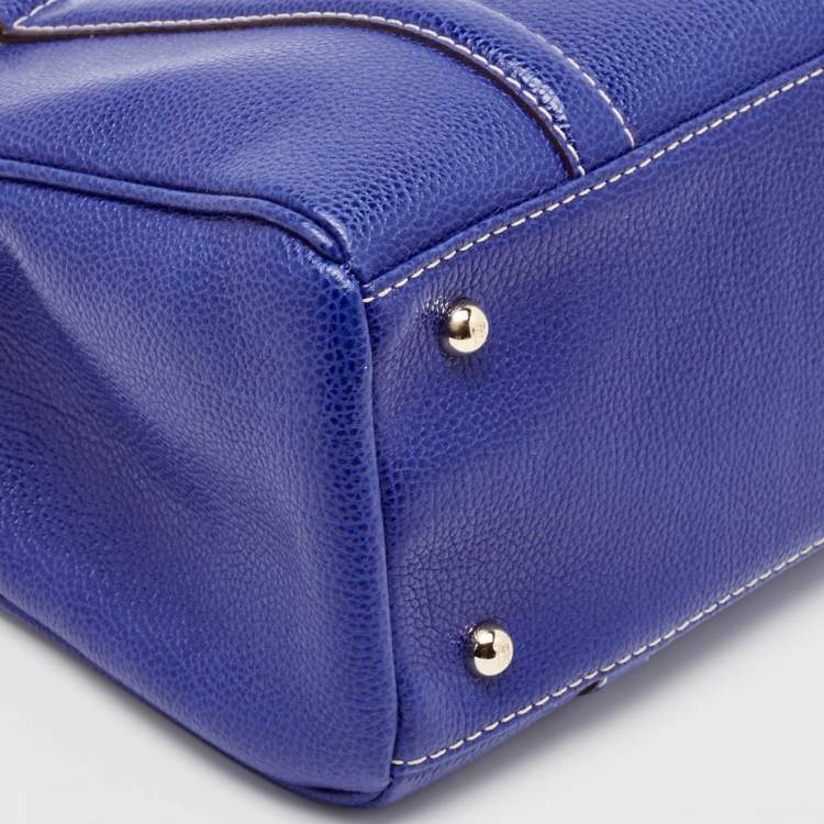 Pre Owned Carolina Herrera Blue Leather Matteo Tote