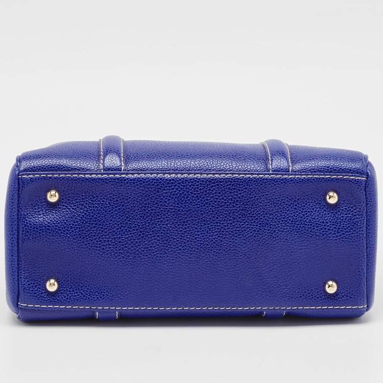 Pre Owned Carolina Herrera Blue Leather Matteo Tote
