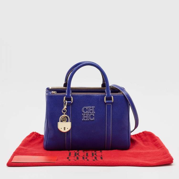 Pre Owned Carolina Herrera Blue Leather Matteo Tote