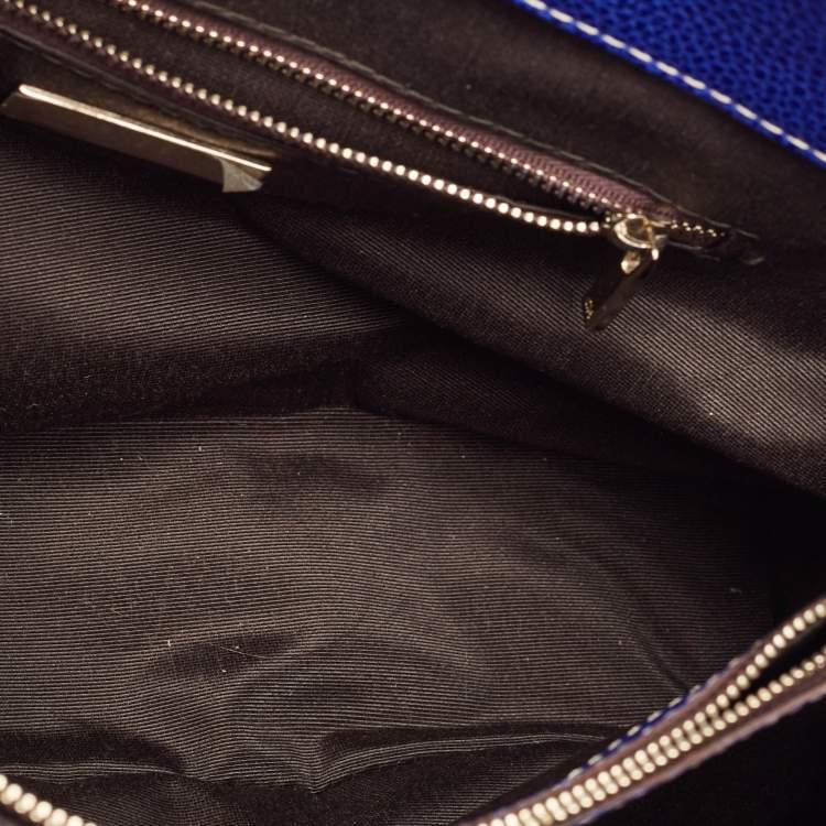 Pre Owned Carolina Herrera Blue Leather Matteo Tote