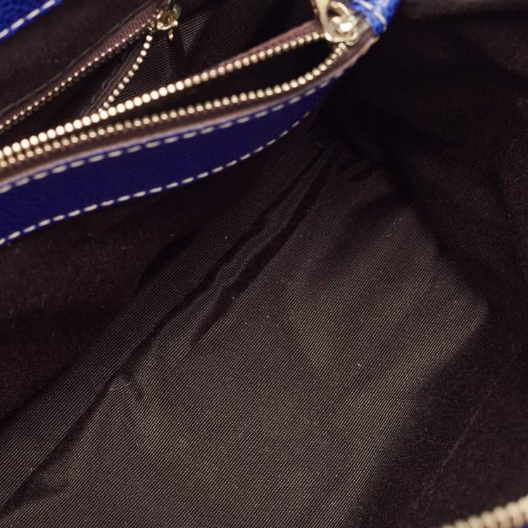 Pre Owned Carolina Herrera Blue Leather Matteo Tote