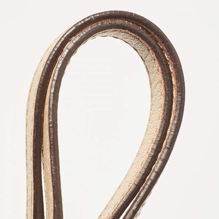 Pre Owned Carolina Herrera Beige Logo Embossed Quilted Leather Chain Tote