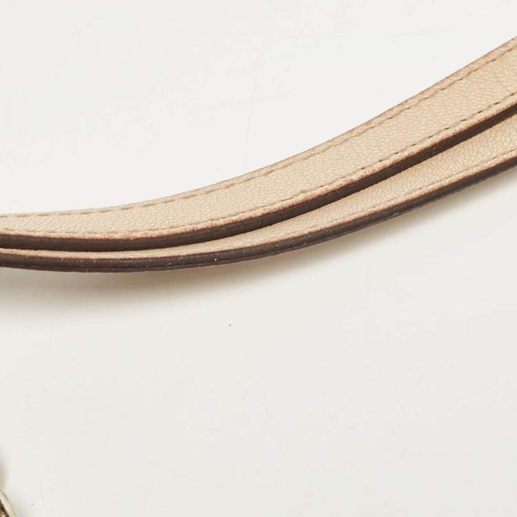 Pre Owned Carolina Herrera Beige Logo Embossed Quilted Leather Chain Tote