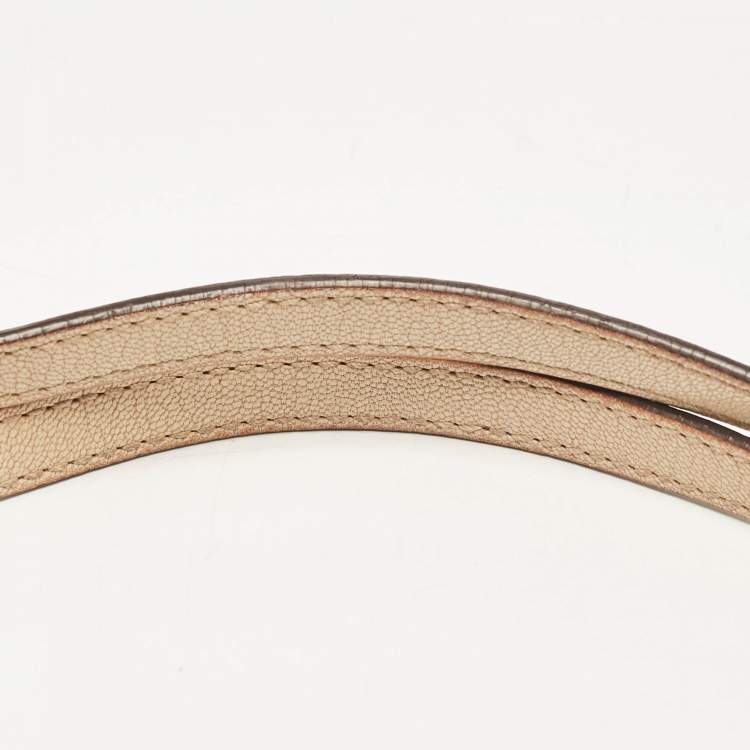 Pre Owned Carolina Herrera Beige Logo Embossed Quilted Leather Chain Tote