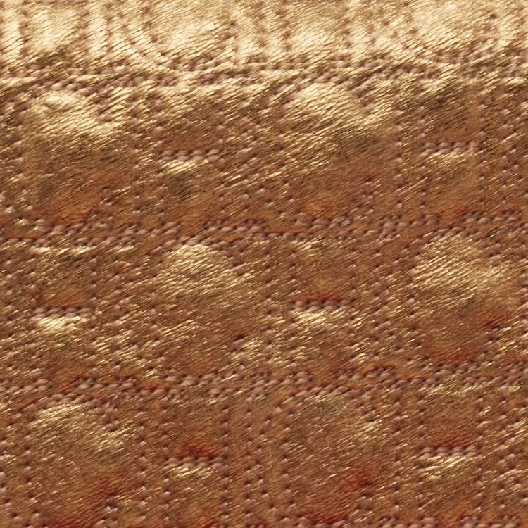 Pre Owned Carolina Herrera Gold Logo Embossed Leather Embellished Shoulder Bag