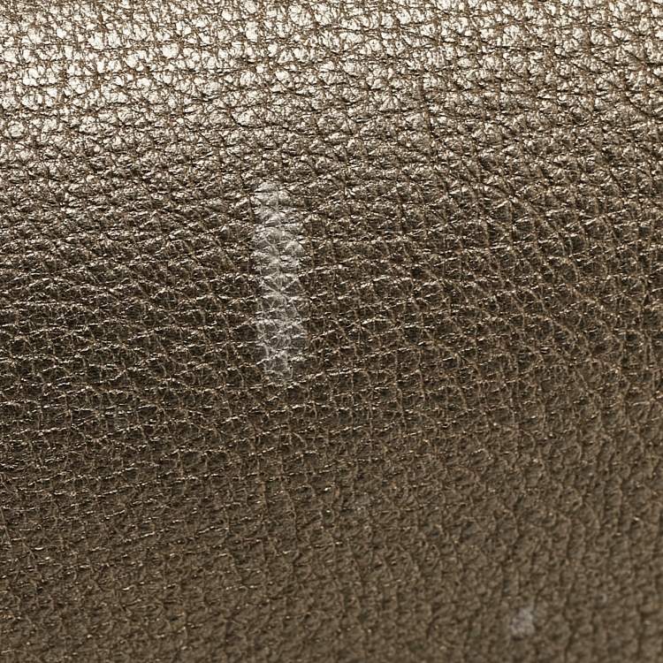 Pre Owned Carolina Herrera Gold Monogram Embossed Leather Flap Top Handle Bag