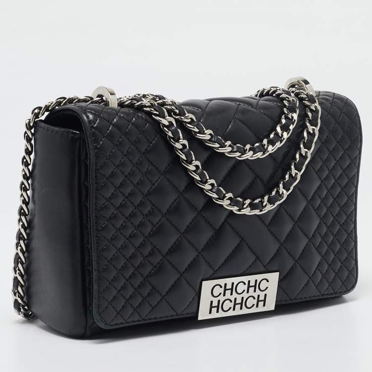 مملوكة مسبقًا Carolina Herrera Black Quilted Leather Bimba Flap Shoulder Bag
