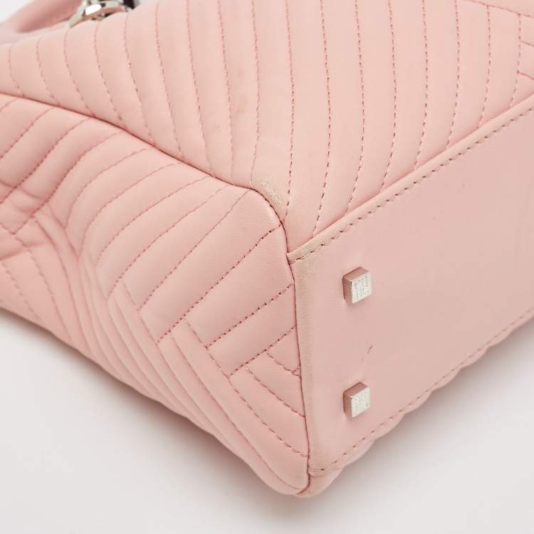 Pre Owned Carolina Herrera Pink Quilted Leather Duchess Tote 