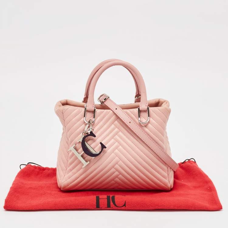 Pre Owned Carolina Herrera Pink Quilted Leather Duchess Tote 