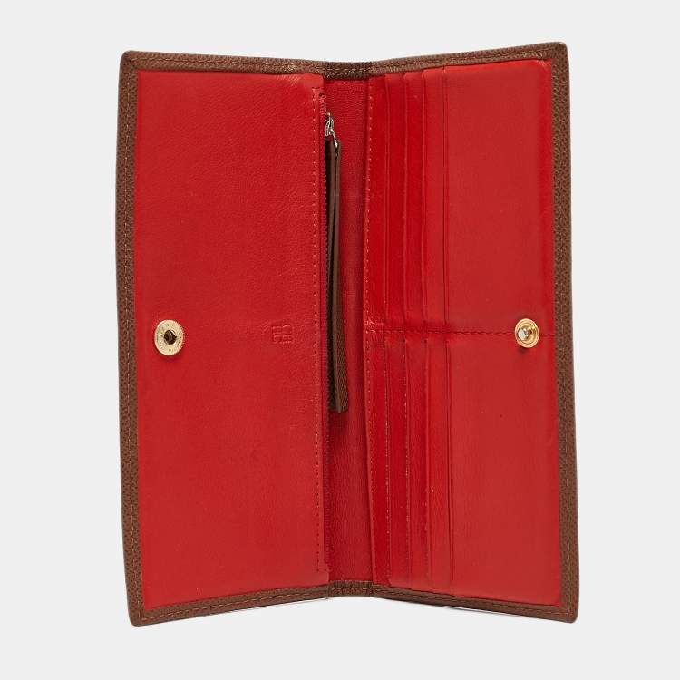 Pre Owned Carolina Herrera Brown Leather Bifold Continental Wallet