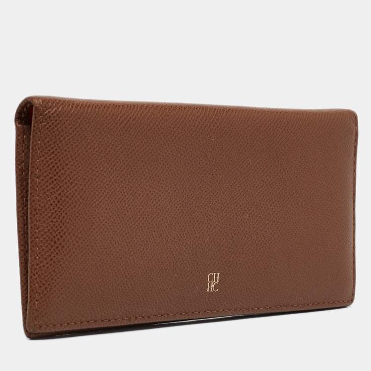 Pre Owned Carolina Herrera Brown Leather Bifold Continental Wallet