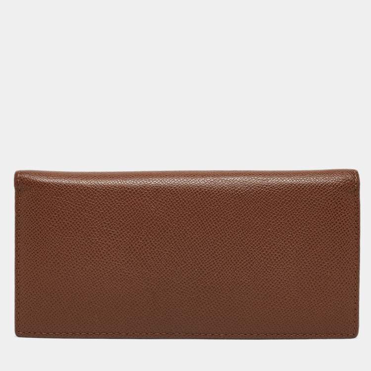 Pre Owned Carolina Herrera Brown Leather Bifold Continental Wallet