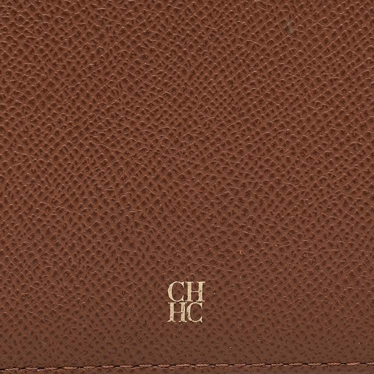 Pre Owned Carolina Herrera Brown Leather Bifold Continental Wallet