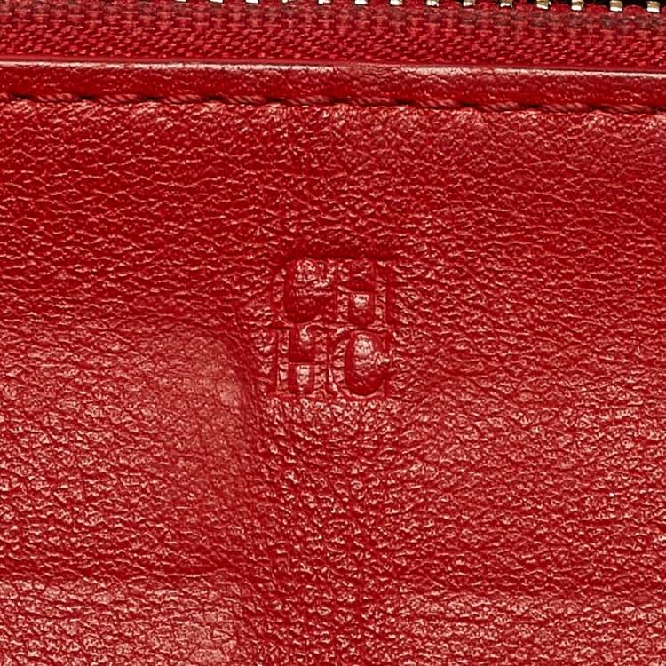 Pre Owned Carolina Herrera Brown Leather Bifold Continental Wallet