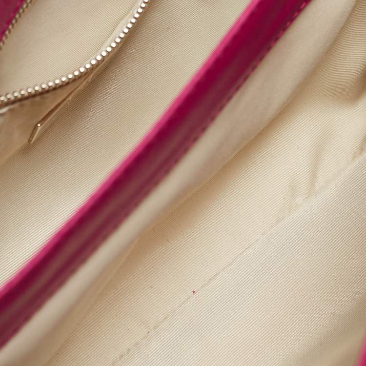 Pre Owned Carolina Herrera Pink Leather Eyelet CHHC Tassel Shoulder Bag