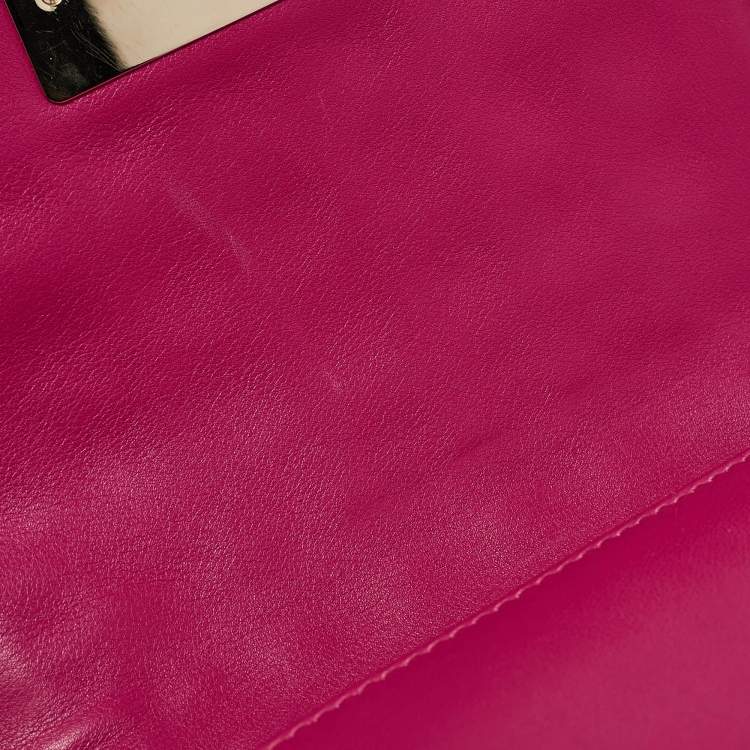 Pre Owned Carolina Herrera Pink Leather Eyelet CHHC Tassel Shoulder Bag