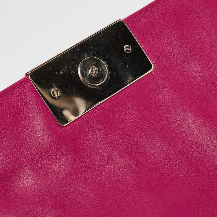 Pre Owned Carolina Herrera Pink Leather Eyelet CHHC Tassel Shoulder Bag