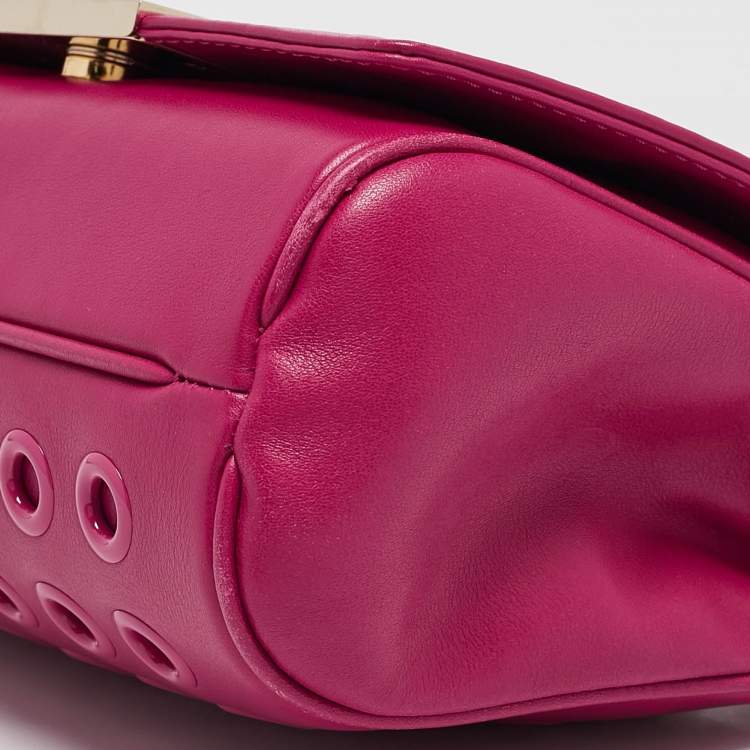 Pre Owned Carolina Herrera Pink Leather Eyelet CHHC Tassel Shoulder Bag