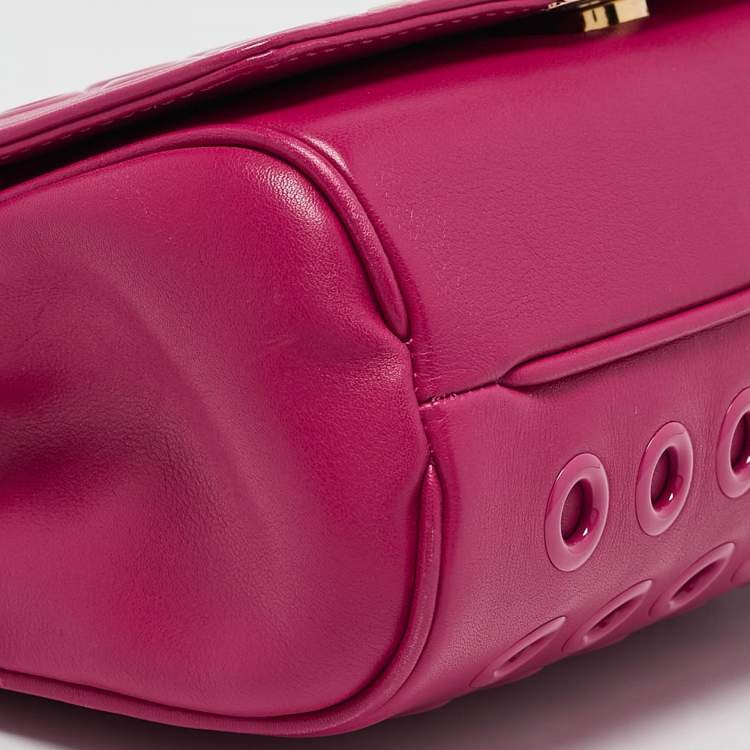 Pre Owned Carolina Herrera Pink Leather Eyelet CHHC Tassel Shoulder Bag