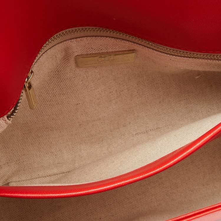 Pre Owned Carolina Herrera Red Leather Studded Bimba Shoulder Bag