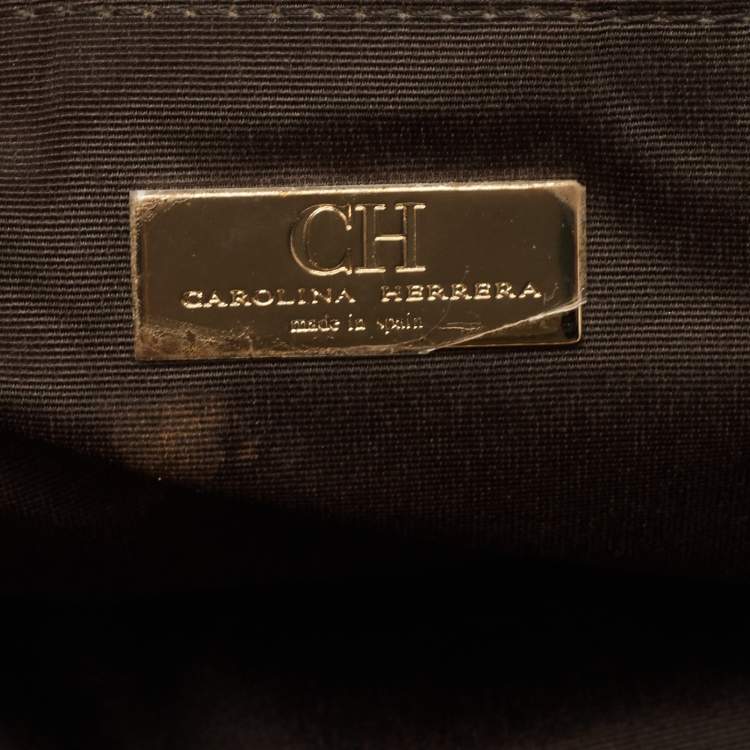 Pre Owned Carolina Herrera Gold Quilted Embossed Leather Chain Tote