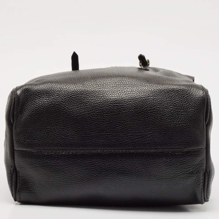 Pre Owned Carolina Herrera Black Leather Flap Satchel