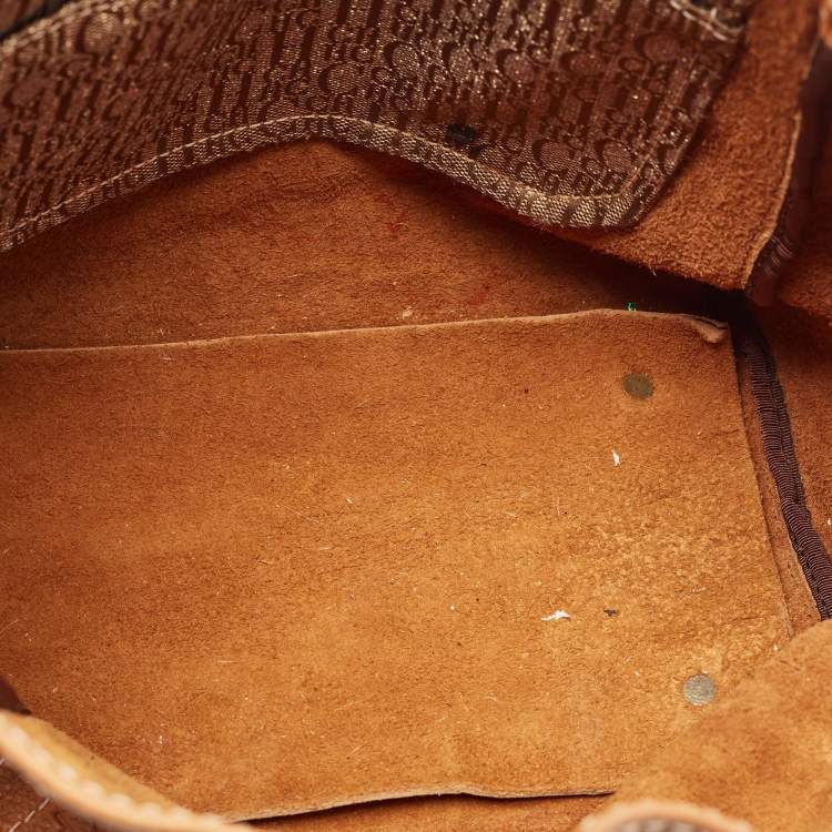 Pre Owned Carolina Herrera Brown Monogram Embossed Leather Andy Tote