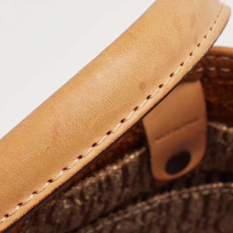 Pre Owned Carolina Herrera Brown Monogram Embossed Leather Andy Tote