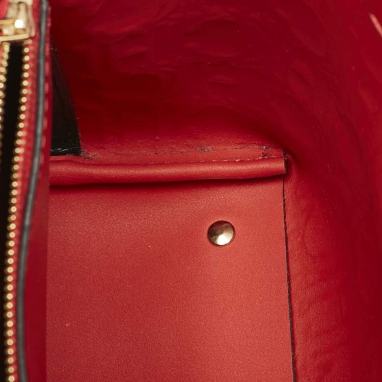 Pre Owned Carolina Herrera Black Monogram Embossed Leather Small Matryoshka Locked Tote