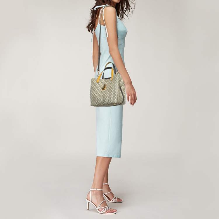 Pre Owned Carolina Herrera Tricolor Monogram Coated Canvas and Leather Small Matryoshka Locked Tote