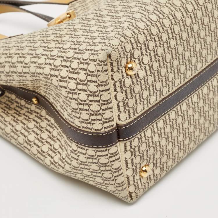 Pre Owned Carolina Herrera Tricolor Monogram Coated Canvas and Leather Small Matryoshka Locked Tote