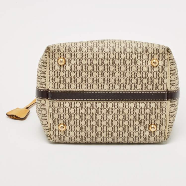 Pre Owned Carolina Herrera Tricolor Monogram Coated Canvas and Leather Small Matryoshka Locked Tote